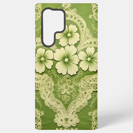 COQUE SAMSUNG GALAXY TONS VERT ORNÉ DE LACE IRLANDAISE (Verso)