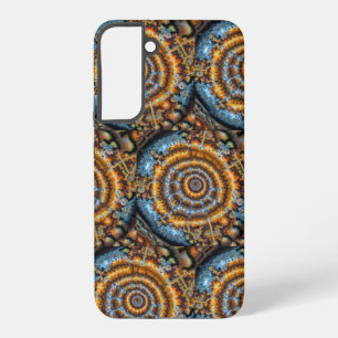 Coque Samsung Galaxy tourbillon fractal bleu et or