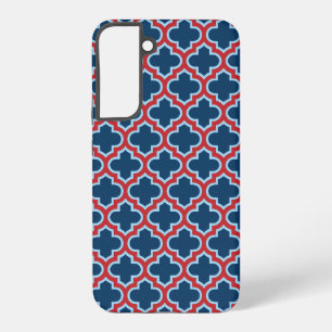 Coque Samsung Galaxy Trellis, Réseau, Quatrefeuilles marocain bleu et r