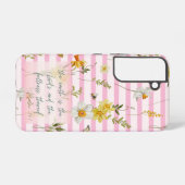 Coque Samsung Galaxy Trendy Faith Blush Stripe Daffodils Bee Nature (Verso Horizontal)