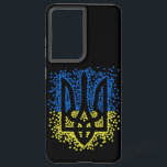 Coque Samsung Galaxy Trident de l'emblème ukrainien tryzub dispersant l<br><div class="desc">Contour trident tryzub de l'emblème national ukrainien fait de nombreux coeurs bleus et jaunes épars</div>