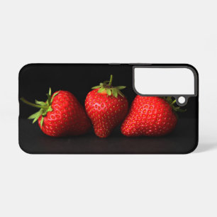 Coque Samsung Galaxy Trois fraises sur fond noir sgcna