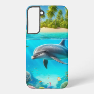 Coque Samsung Galaxy Tropical/Hawaii dauphin coloré sous-marin