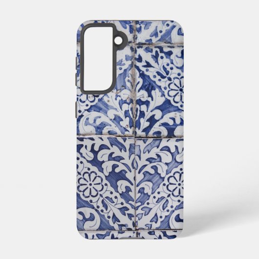 Coque Samsung Galaxy Tuiles portugaises - Azulejo Floral bleu et blanc (Verso)