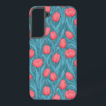 Coque Samsung Galaxy Tulipes en bleu et rouge<br><div class="desc">Tulipes en bleu et rouge,  motif sans soudure</div>