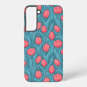 Coque Samsung Galaxy Tulipes en bleu et rouge