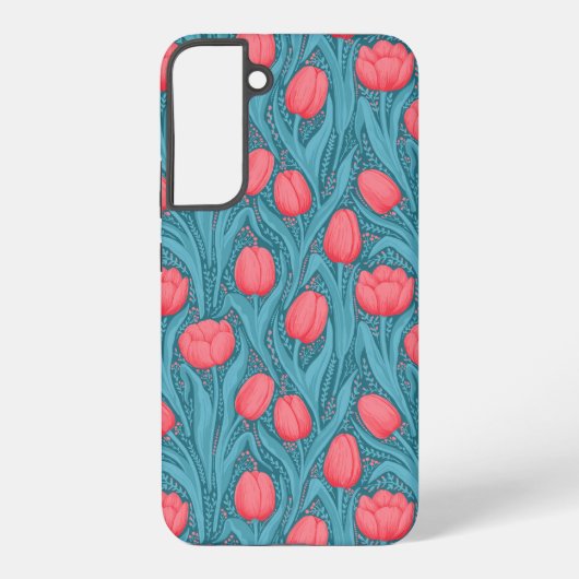 Coque Samsung Galaxy Tulipes en bleu et rouge (Verso)