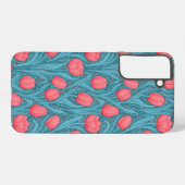 Coque Samsung Galaxy Tulipes en bleu et rouge (Verso Horizontal)
