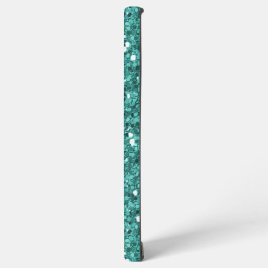 Coque Samsung Galaxy Turquoise Silver Sparkle Glam Bling Métal personna (Côté gauche)