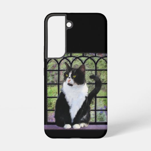 Coque Samsung Galaxy Tuxedo Chat dans la peinture de fenêtre Art animal (Verso)