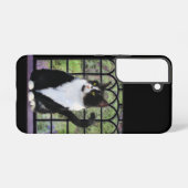 Coque Samsung Galaxy Tuxedo Chat dans la peinture de fenêtre Art animal (Verso Horizontal)