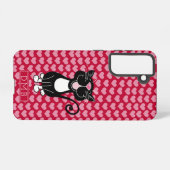 Coque Samsung Galaxy Tuxedo Chat Red Hearts Motif Monogramme (Verso Horizontal)
