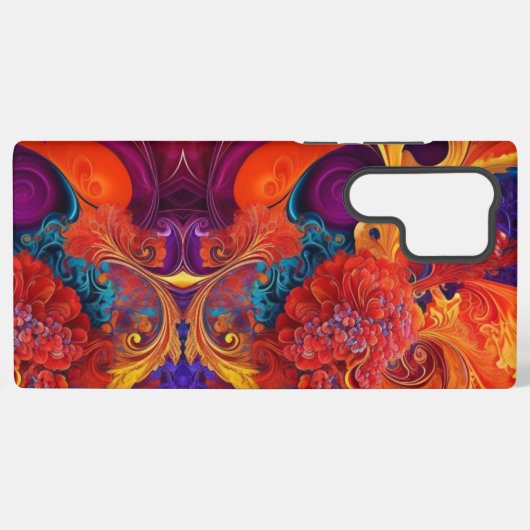 Coque Samsung Galaxy Twirling rouge de feu Hydrangea Persimmon (Verso Horizontal)