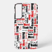 Coque Samsung Galaxy Typographie multilingue rouge et noir Merci (Verso)