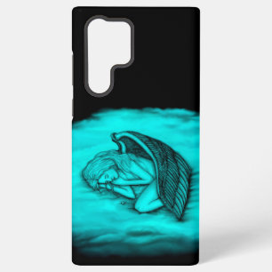 Coque Samsung Galaxy Un ange endormi, dessin noir et vert