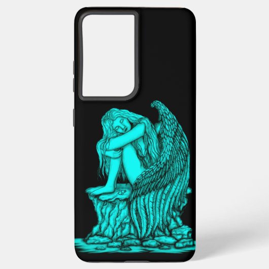 Coque Samsung Galaxy Un ange endormi sur la pierre (Verso)