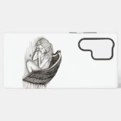 Coque Samsung Galaxy Un Angel endormi, design noir et blanc (Verso Horizontal)