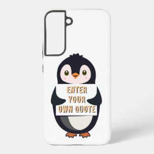 Coque Samsung Galaxy Un pingouin tenant un panneau avec un texte person