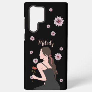 Coque Samsung Galaxy Une fille Rose à la fleur rose