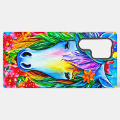 Coque Samsung Galaxy Unicorne Abstraite Fleurs de visage aquarelle Art (Verso Horizontal)