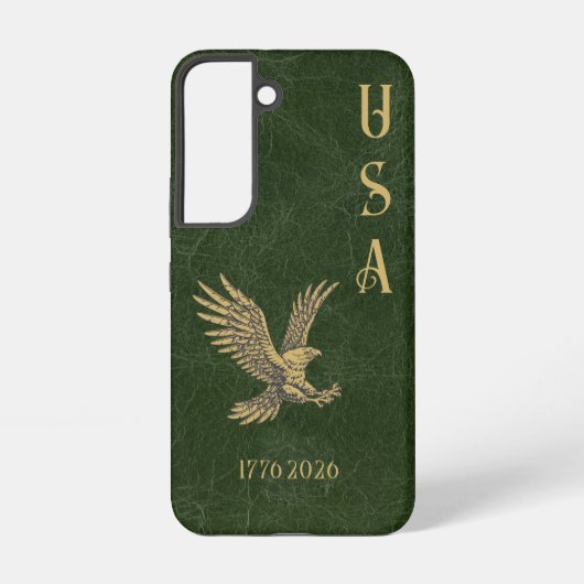 Coque Samsung Galaxy USA Eagle 1775 - 2026 Fax green leather (Verso)