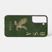 Coque Samsung Galaxy USA Eagle 1775 - 2026 Fax green leather (Verso Horizontal)