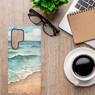 Coque Samsung Galaxy Vagues de plage à l'aquarelle sereine - Vibrations