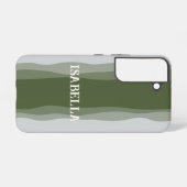 Coque Samsung Galaxy Vagues en vert sur fond vert et gris (Verso Horizontal)