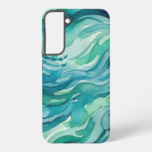 Coque Samsung Galaxy Vagues océaniques à l'aquarelle sarcelle