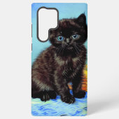 Coque Samsung Galaxy Van Gogh Black Kitten avec fils (Verso)