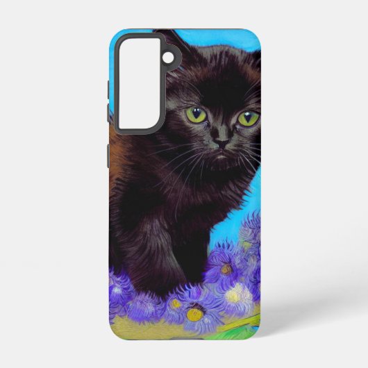 Coque Samsung Galaxy Van Gogh Chat et fleurs (Verso)