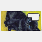 Coque Samsung Galaxy Van Gogh Chat noir Fleurs violettes (Verso Horizontal)