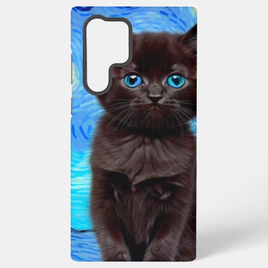 Coque Samsung Galaxy Van Gogh Starry Night Black Cat (Verso)