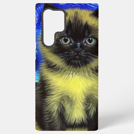 Coque Samsung Galaxy Van Gogh Starry Nuit Siamese Cat (Verso)