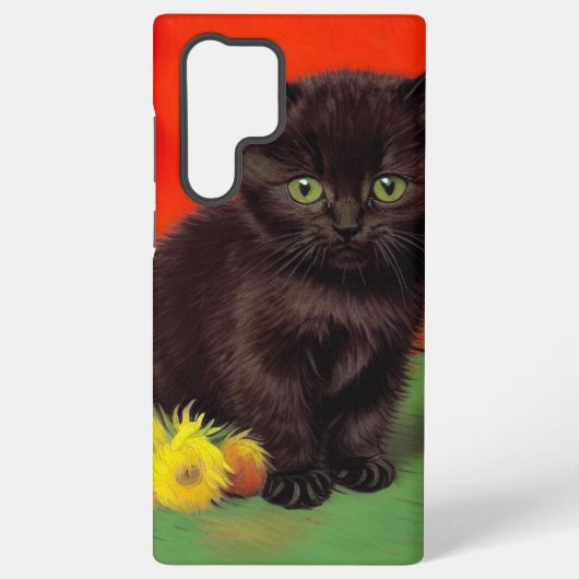 Coque Samsung Galaxy Van Gogh Style Chat noir (Verso)
