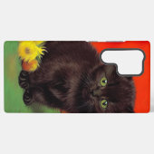 Coque Samsung Galaxy Van Gogh Style Chat noir (Verso Horizontal)