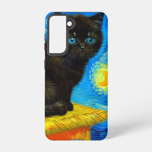 Coque Samsung Galaxy Van Gogh Style Starry Night Cat