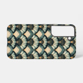 Coque Samsung Galaxy Ventilateur Turquoise et beige d'inspiration japon (Verso Horizontal)