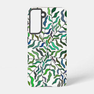 Coque Samsung Galaxy vert Abstrait géométrique des feuilles de tiges bo