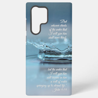 Coque Samsung Galaxy Vie d'eau bleue n'a jamais soif Verset biblique Je