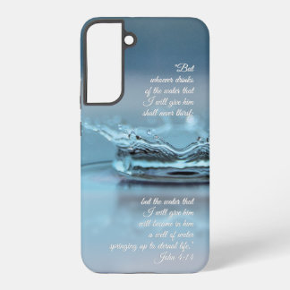 Coque Samsung Galaxy Vie d'eau bleue n'a jamais soif Verset biblique Je