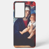 Coque Samsung Galaxy Vierge Marie avec Bébé Jésus et les chérubins roug (Verso)