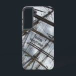 Coque Samsung Galaxy Vieux voilier truquage<br><div class="desc">Photo de gréement et mâts d'un vieux voilier contre un boîtier de téléphone mobile design ciel avec texte personnalisable.</div>