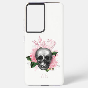 Coque Samsung Galaxy Vintage gothique rose Roses Monogramme crâne