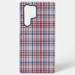 Coque Samsung Galaxy Vintage, plaid rouge bleu motif