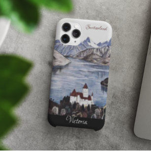 Coque Samsung Galaxy Vintage voyage des Alpes suisses Nom manuscrit