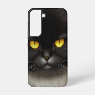 Coque Samsung Galaxy Visage de chat persan noir moelleux et drôle en co