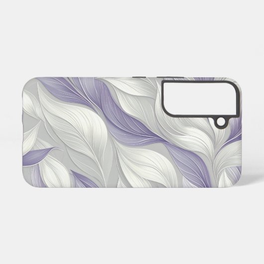 Coque Samsung Galaxy White Purple Leaf Elegant Pattern (Verso Horizontal)