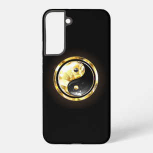 Coque Samsung Galaxy Yin Yang or en or sur fond noir