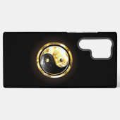 Coque Samsung Galaxy Yin Yang or sur noir (Verso Horizontal)